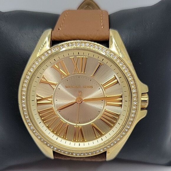 MICHAEL KORS MK2394 Women's Brown Leather Analog Dial Quartz Wrist Watch AM519 - Picture 1 of 11